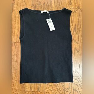 Abercrombie & Fitch Ottoman Ribbed Tank Tops, black and beige